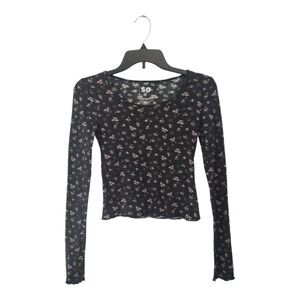SO Juniors Long Sleeve Floral Top XS